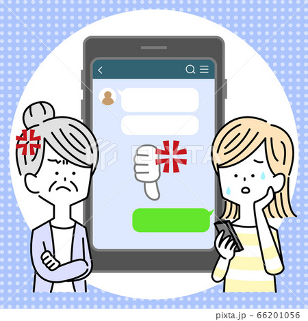 スマホで問い詰められて困惑する女性 66201056