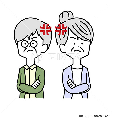 喧嘩をして背を向ける男女のイラスト素材