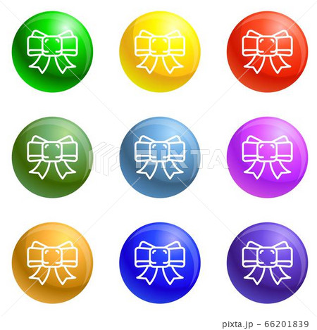 Festive ribbon bow icons set vector Festive ribbon bow icons set vector 66201839