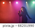 A jazz singer performs on stage. Afro. 66201990