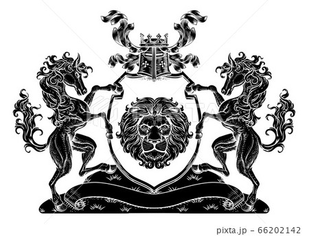 Coat of Arms Crest Horse Lion Family Shield Seal Coat of Arms Crest Horse Lion Family Shield Seal 66202142