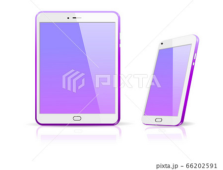 紫色のリアルなスマホとタブレット グラデーションの壁紙のイラスト素材 66202591 Pixta