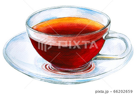 色鉛筆で描いた紅茶のイラストのイラスト素材