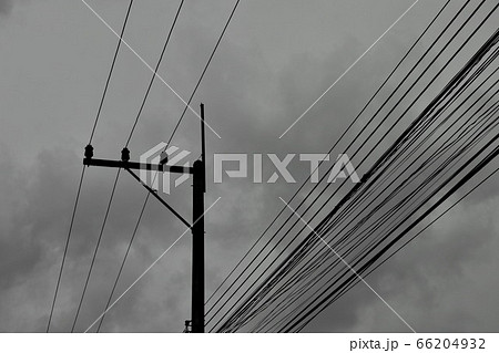 electric pole and wire on cloudy day in monochrome tone electric pole and wire on cloudy day in monochrome tone 66204932