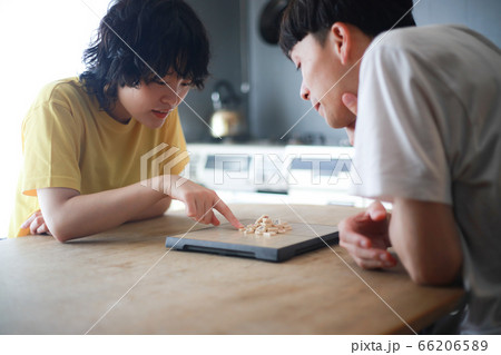 将棋崩しをするカップル 将棋崩しをするカップル 66206589