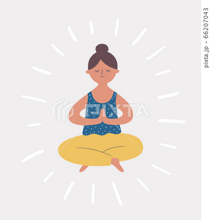 Girl In Yoga Pose Practicing Yoga And のイラスト素材