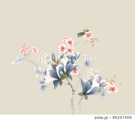 透明水彩 水彩画 花のイラスト素材