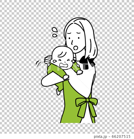 赤ちゃんにゲップをさせる女性のイラスト素材