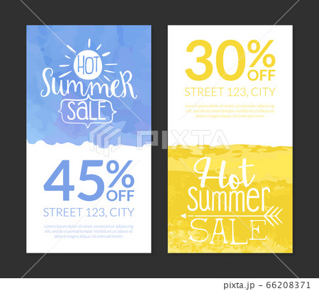 Hot Summer Sale Banner Template Set, Promotional Flyer, Certificate, Invitation, Poster Hand Lettering Vector Illustration 66208371
