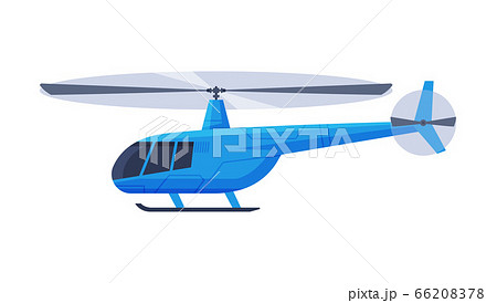 Helicopter Aircraft, Flying Blue Chopper Air Transportation Flat Vector Illustration 66208378