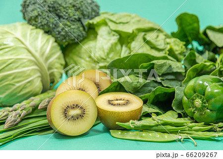 緑黄色野菜 緑の野菜の集合の写真素材
