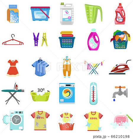 Laundry icon set, flat style 66210198