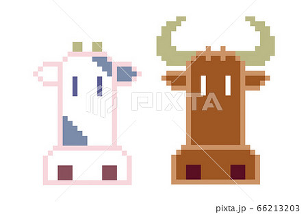 牛のドット絵キャラクターイラストのイラスト素材
