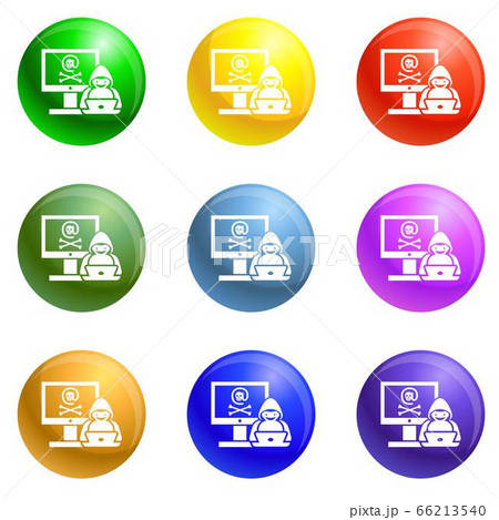 Hacked computer icons set vector Hacked computer icons set vector 66213540