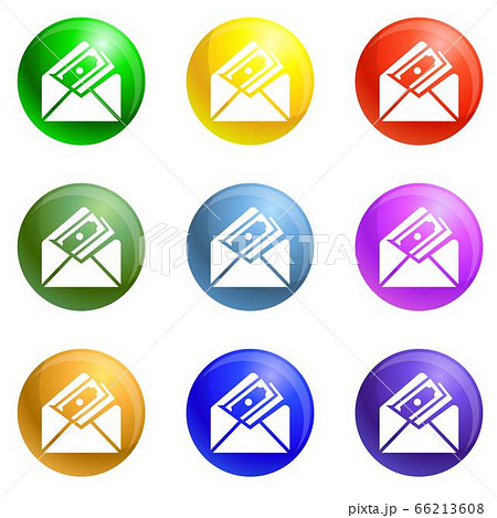 Money envelope icons set vector 66213608