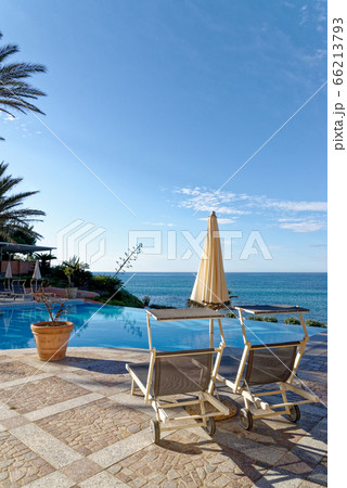 View of the pool and the Mediterranean Sea - Italy View of the pool and the Mediterranean Sea - Italy 66213793