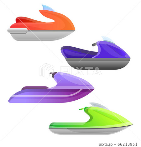 Jet ski icons set, cartoon style 66213951
