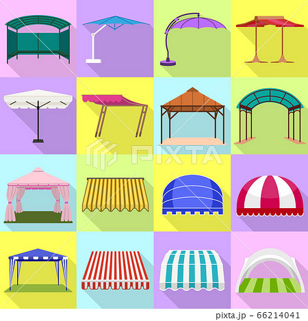 Canopy icons set, flat style 66214041