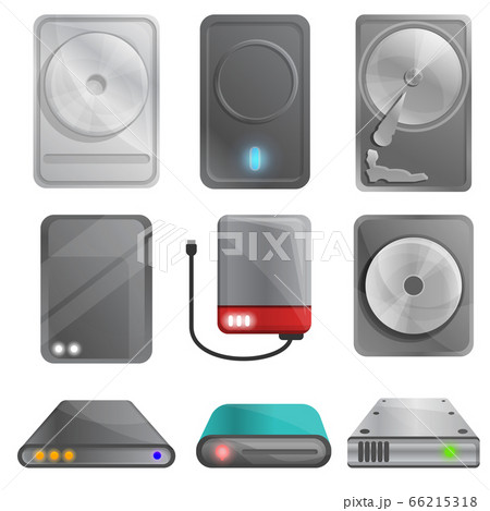 Hard disk icons set, cartoon style - Stock Illustration [66215318] - PIXTA