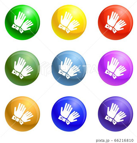 Climbing gloves icons set vector 66216810