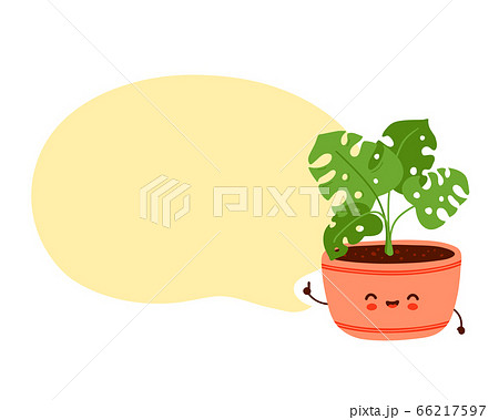 Cute happy funny monstera plant Cute happy funny monstera plant 66217597
