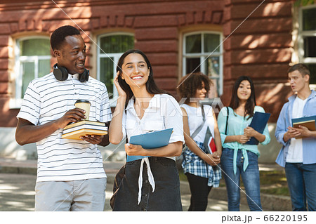 College Time. Happy Students Resting During Break In Campus 66220195