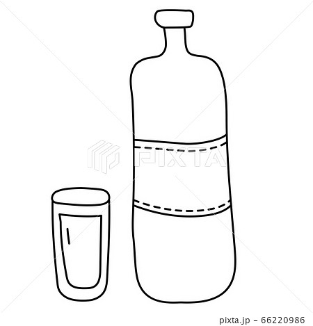 Bottle and glass. Black line outline drawing. Symbols and Icons Bottle and glass. Black line outline drawing. Symbols and Icons 66220986