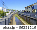 青空と善福寺川の風景（東京都杉並区） 66221216