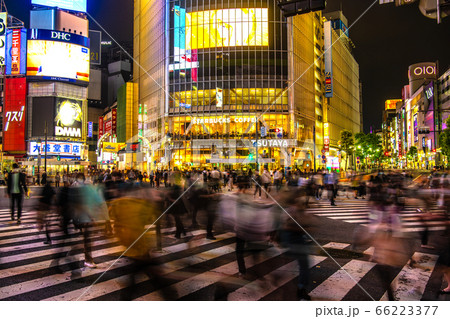 日本の東京都市景観 渋谷のスクランブル交差点などを望む(夜景) 日本の東京都市景観 渋谷のスクランブル交差点などを望む(夜景) 66223377