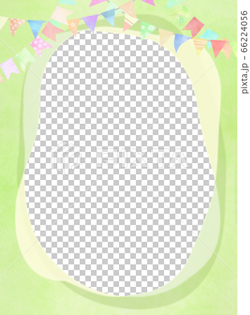 Green frame decorated with garland 66224056