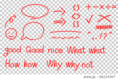 紅色的手寫的塗鴉符號 66224307