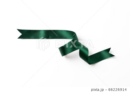 green banners ribbons label on white 66226914