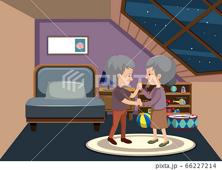 Background scene with old couple staying at home Background scene with old couple staying at home 66227214