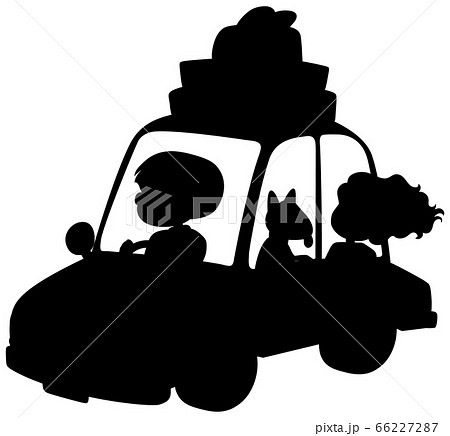 Silhouette people driving in the car on white 66227287