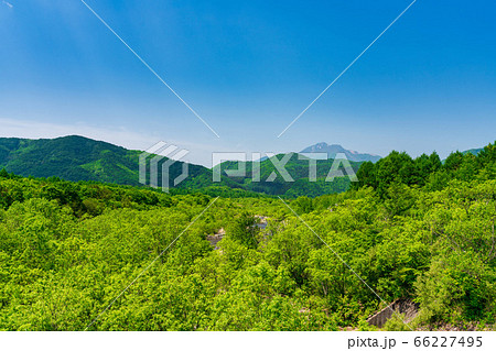 初夏の磐梯吾妻レークラインの風景 新緑の森と磐梯山 福島県猪苗代町 初夏の磐梯吾妻レークラインの風景 新緑の森と磐梯山 福島県猪苗代町 66227495
