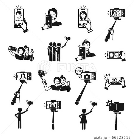 Selfie icons set, simple style Selfie icons set, simple style 66228515