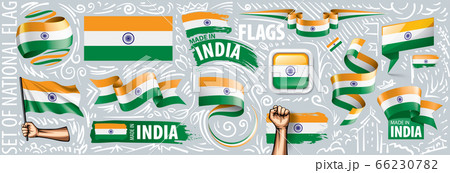 Vector set of the national flag of India in various creative designs 66230782