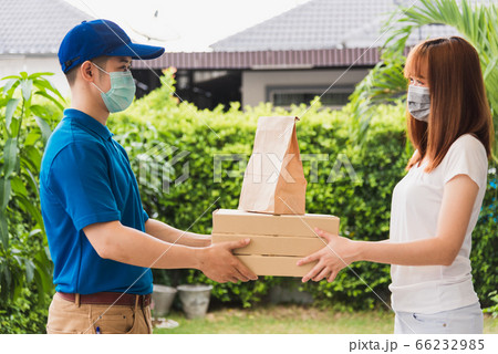 delivery express courier young man giving paper delivery express courier young man giving paper 66232985