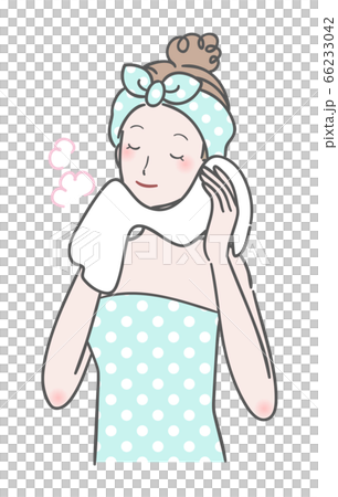 蒸しタオルで毛穴ケアをする女性 66233042