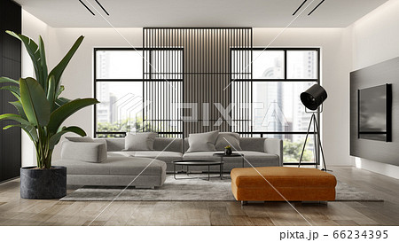 Minimalist Interior of modern living room 3D rendering 66234395