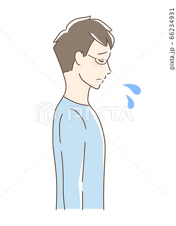 悲しむ男性の横顔のイラスト素材