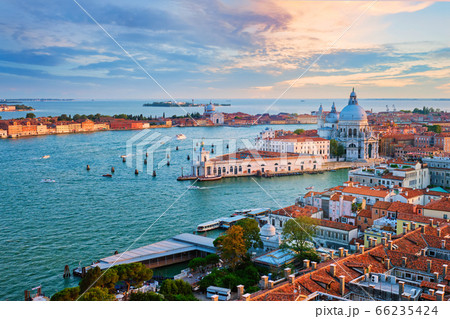 View of Venice lagoon and Santa Maria della Salute church. Venice, Italy View of Venice lagoon and Santa Maria della Salute church. Venice, Italy 66235424
