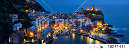 Vernazza village illuminated in the night, Cinque Terre, Liguria, Italy Vernazza village illuminated in the night, Cinque Terre, Liguria, Italy 66235451