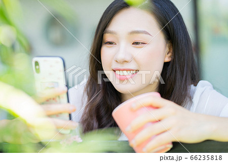 Beautiful woman, morning, chilling 66235818