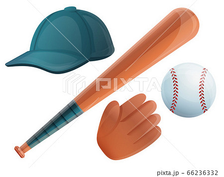 Baseball icons set, cartoon style 66236332