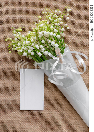 Bouquet of lilies of the valley in a bag on a 66236801