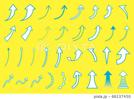 曲線の矢印のアイコンセット 黄色 ブルー のイラスト素材