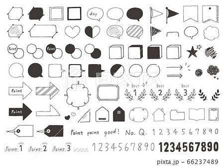 ポイントアイコンと数字素材 手描き ポイントアイコンと数字素材 手描き 66237489