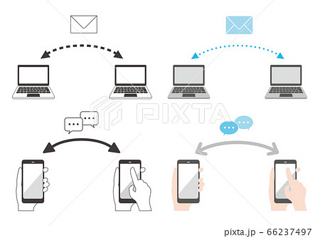 パソコンやメールでのやりとり 連絡のイラストのイラスト素材
