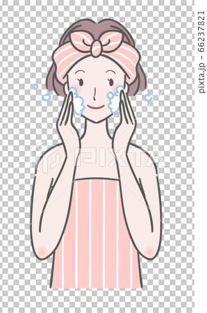 顔のクレンジングをする女性 66237821